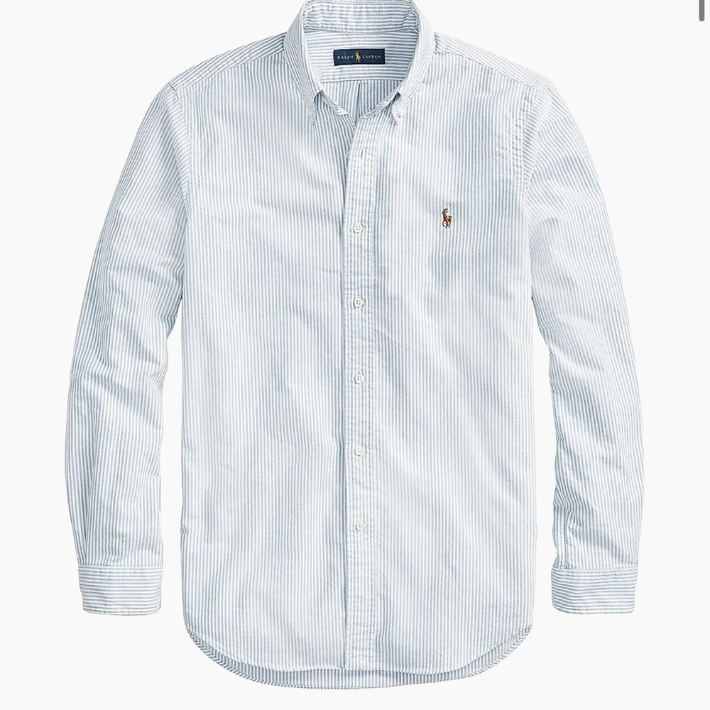 Ralph Lauren Men's Light Blue Striped Button Down Shirt